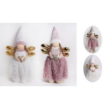 TEXTILNÝ ANJEL, STOJACI, S TELESKOPICKÝMI NOHAMI, ZLATÉ SRDCE, BIELY ALEBO FIALOVÝ