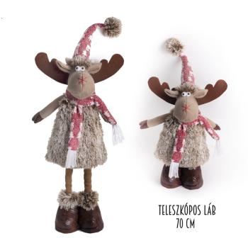 TEXTILNÝ SOB, STOJACI, S TELESKOPICKÝMI NOHAMI, V BORDOVEJ ŠATKE A KLOBÚKU, HNEDÝ