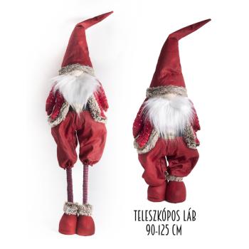 PLSTENÝ SANTA CLAUS S TELESKOPICKÝMI NOHAMI, BORDOVÝ