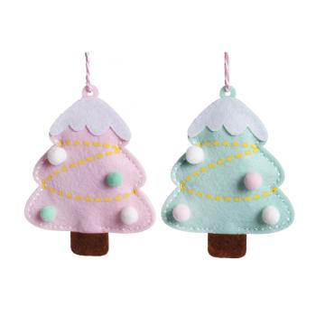 PLSTENÝ ZÁVESNÝ BOROVICOVÝ STROM, TYRKYSOVÝ A RUŽOVÝ PENOVÝ VZOR