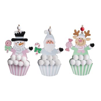 DREVENÝ MUFFIN SO SNEHULIAKOM, SANTA CLAUSOM, SOBOM