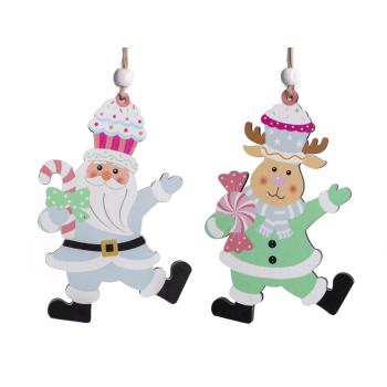 SANTA CLAUS A SOB S DREVENÝM ZÁVESOM, V KLOBÚKU Z KOLÁČIKOV