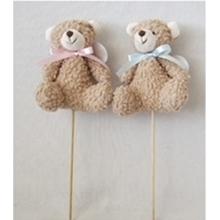 TEXTILNÝ MEDVEĎ, TYČ, BÉŽOVÝ, SO STUHOU