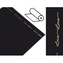 PLASTOVÝ OBAL, ROLKA, S NÁPISOM LOVE, ČIERNA/ZLATÁ