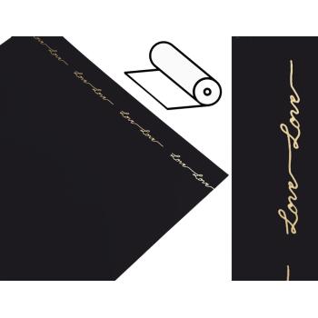 PLASTOVÝ OBAL, ROLKA, S NÁPISOM LOVE, ČIERNA/ZLATÁ