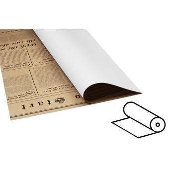 PLASTOVÝ OBAL V ROLKE, 2 STRANY, VZOR NOVÍN, HNEDÁ A BIELA FARBA