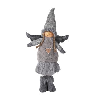 DEKOR TEXTILNÁ DIEVČINA, STOJACA, SIVÁ A EZ17*48