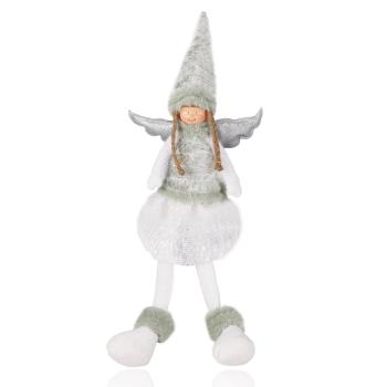 TEXTILNÝ DEKOR DIEVČATKO, SEDIACE, SO ZAVESENÝMI NOHAMI, ZELENÁ A 12*53