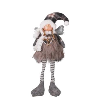 DEKOR TEXTILNÁ DIEVČINA, SEDIACA, VISIACE NOHY, SIVÁ A E15*40