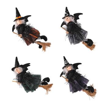 DEKOR ZÁVESNÁ ČARODEJNICA, METLA, ČIERNA