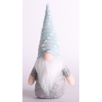 TEXTILNÁ DEKORÁCIA, MOTÝLIK V MODREJ BODKOVANEJ ČIAPKE