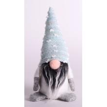 TEXTILNÁ DEKORÁCIA, PRÍVESOK NA NOS V MODREJ ČIAPKE S MODRÝMI BODKAMI