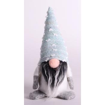 TEXTILNÁ DEKORÁCIA, PRÍVESOK NA NOS V MODREJ ČIAPKE S MODRÝMI BODKAMI