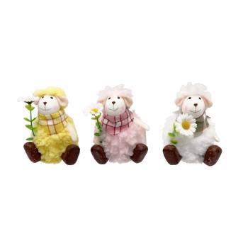 TEXTILNÁ DEKORÁCIA OVCA S KVETMI, SEDIACA