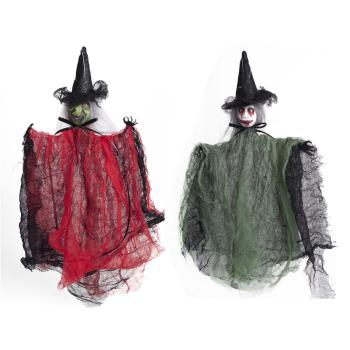 TEXTILNÁ ZÁVESNÁ ČARODEJNICA V RUBÁŠI 30CM