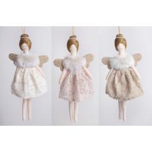 TEXTILNÝ ZÁVESNÝ ANJEL CHLPATÝ 22CM