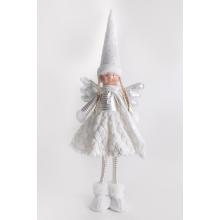 TEXTILNÝ ANJEL, STOJACI, V BIELYCH A ZLATÝCH ŠATÁCH