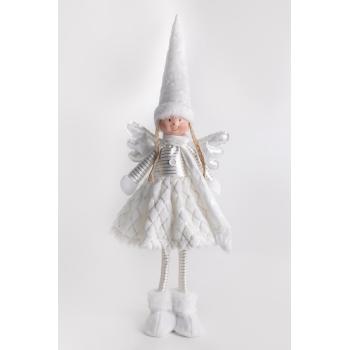 TEXTILNÝ ANJEL, STOJACI, V BIELYCH A ZLATÝCH ŠATÁCH