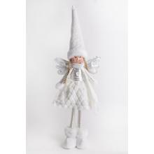 TEXTILNÝ ANJEL, STOJACI, V BIELYCH A ZLATÝCH ŠATÁCH