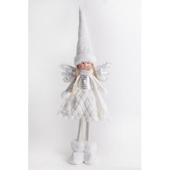 TEXTILNÝ ANJEL, STOJACI, V BIELYCH A ZLATÝCH ŠATÁCH