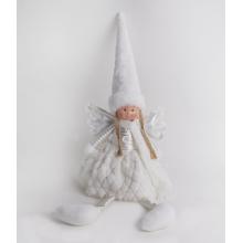 TEXTILNÝ ANJEL SO ZAVESENÝMI NOHAMI, V BIELYCH A ZLATÝCH ŠATÁCH