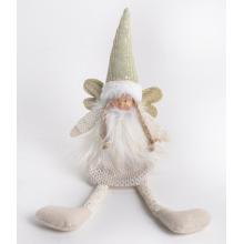 TEXTILNÝ ANJEL S VISIACIMI NOHAMI, ZLATÉ TRBLIETAVÉ BIELE ŠATY SO SRDCOM