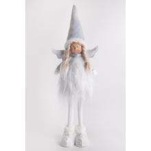 TEXTILNÝ ANJEL, STOJACI, BIELY A STRIEBORNÝ, FLITROVANÉ ŠATY