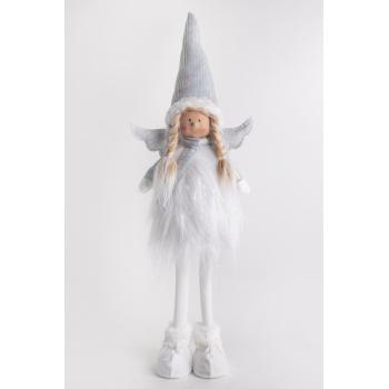 TEXTILNÝ ANJEL, STOJACI, BIELY A STRIEBORNÝ, FLITROVANÉ ŠATY