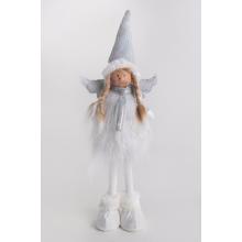 TEXTILNÝ ANJEL, STOJACI, BIELY A STRIEBORNÝ, FLITROVANÉ ŠATY