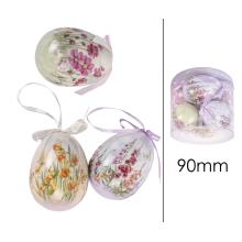 SADA PLASTOVÝCH VAJÍČOK, 6 KUSOV, V PLEXISKLOVEJ ŠKATUĽKE, S KVETMI