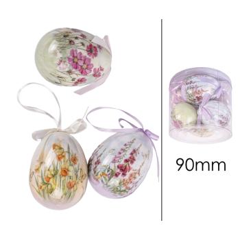 SADA PLASTOVÝCH VAJÍČOK, 6 KUSOV, V PLEXISKLOVEJ ŠKATUĽKE, S KVETMI