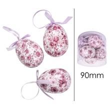 SADA 6 PLASTOVÝCH VAJÍČOK V PLEXISKLOVEJ ŠKATUĽKE, RUŽOVÁ RUŽA