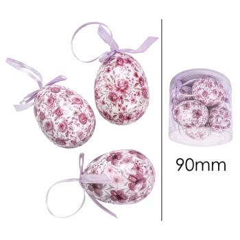 SADA 6 PLASTOVÝCH VAJÍČOK V PLEXISKLOVEJ ŠKATUĽKE, RUŽOVÁ RUŽA