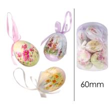 SADA PLASTOVÝCH VAJÍČOK, 12 KUSOV, V PLEXISKLOVEJ ŠKATUĽKE, S KVETMI