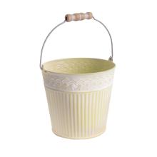 PLECHOVÉ VEDRO, BIELE S ČIPKOVANÝM OKRAJOM, ŽLTÉ