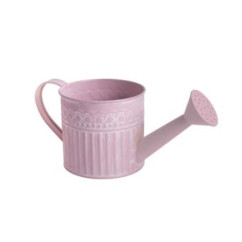 PLECHOVÁ KANVA NA VODU, BIELA S ČIPKOVANÝM OKRAJOM, RUŽOVÁ