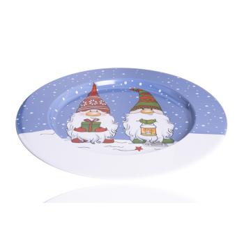 PLECHOVÝ PODNOS, SANTA CLAUS, FIALOVÝ/BIELY