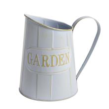 PLECHOVÝ DŽBÁN S NÁPISOM "FLOWERS&GARDEN", SVETLOMODRÝ