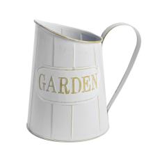 PLECHOVÝ DŽBÁN S NÁPISOM "FLOWERS&GARDEN", BIELY