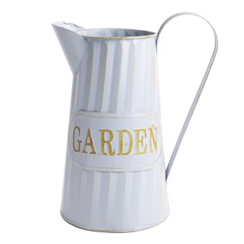 PLECHOVÁ VÝLEVKA, S NÁPISOM "FLOWERS&GARDEN", SVETLOMODRÁ