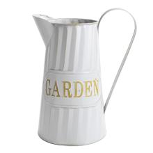 PLECHOVÁ VÝLEVKA, S NÁPISOM "FLOWERS&GARDEN", BIELA
