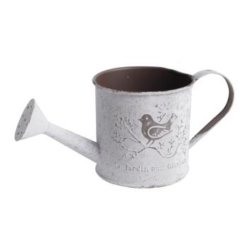 PLECHOVÁ KANVA SO VZOROM VTÁKOV, BIELA