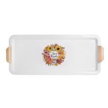 PLECHOVÝ PODNOS S JESENNÝMI LISTAMI A VZOROM TEKVICE