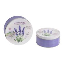 PLECHOVÁ KRABIČKA, 2 KUSY, OKRÚHLA, LEVANDUĽOVÁ