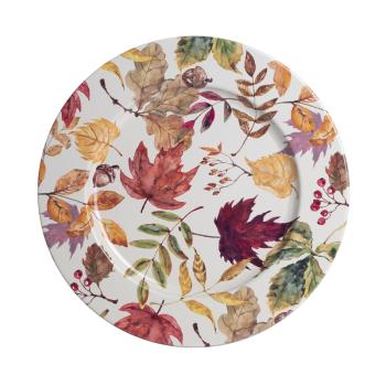 PLECHOVÝ PODNOS, KRUHOVÝ, S JESENNÝMI LISTAMI