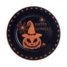 PLECHOVÝ PODNOS, OKRÚHLY, "HAPPY HALLOWEEN" ČIERNY