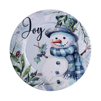 PLECHOVÝ PODNOS, KRUHOVÝ, SNEHULIAK, S NÁPISOM JOY