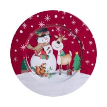 PLECHOVÝ PODNOS, OKRÚHLY, SO SOBOM A SNEHULIAKOM