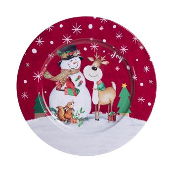 PLECHOVÝ PODNOS, OKRÚHLY, SO SOBOM A SNEHULIAKOM