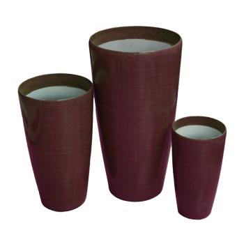 SADA VONKAJŠÍCH KVETINÁČOV, 3 KUSY, DLHÉ, BAMBUSOVÁ BORDÓ